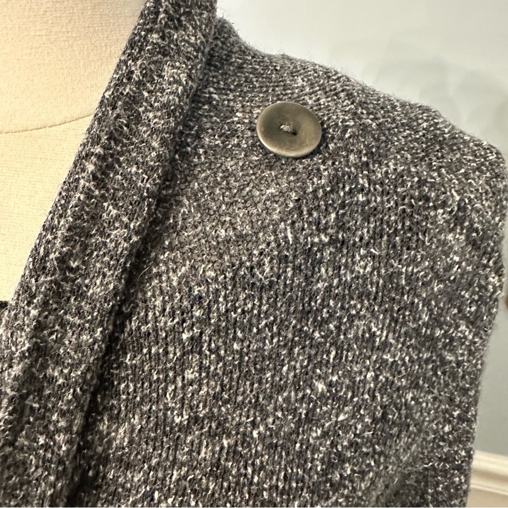 FLAX Gray Waterfall Cardigan Sweater Wrap Size Small Boho Cozy Warm Soft - Picture 3 of 10